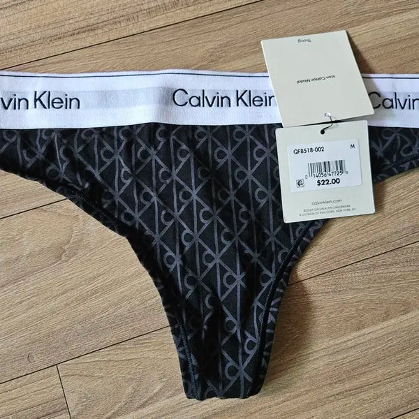 [BUNJANG] Calvin Klein Women's Black Patterned Underwear Bottoms - Size M / 캘빈클라인 여성 속옷 하의 검정 패턴 M사이즈