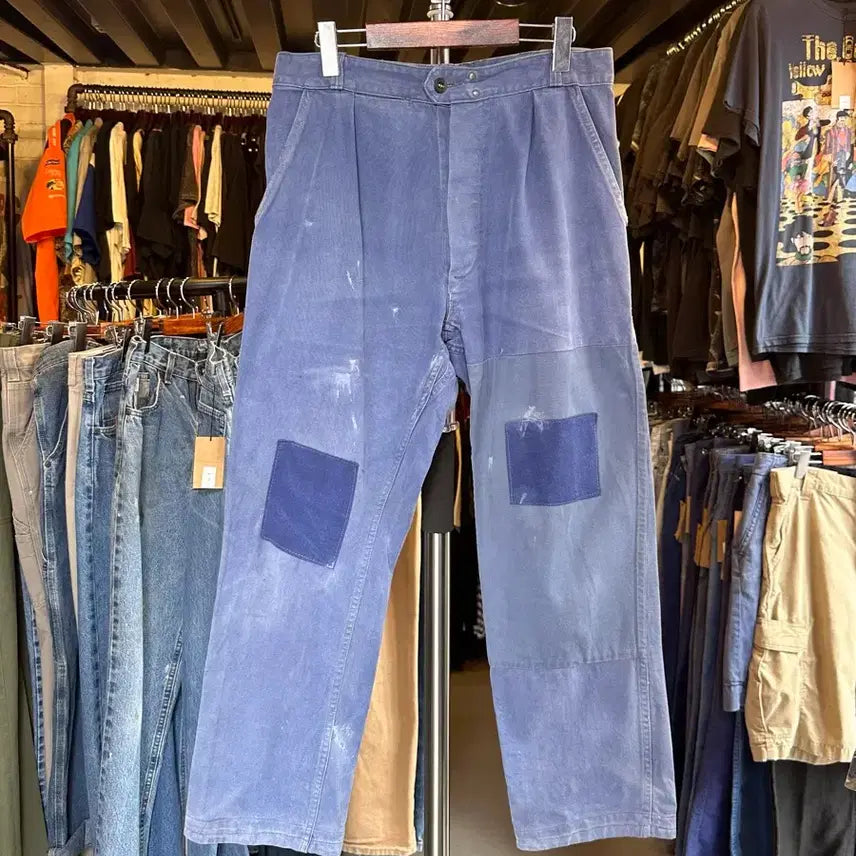 [BUNJANG] French Workwear Patchwork Painted French Work Pants / [32]프렌치워크웨어 패치워크 페인팅 프렌치 워크팬츠
