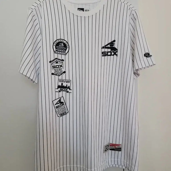 [BUNJANG] New Era Chicago White Sox Cooperstown Pinstripe T-Shirt XL / 뉴에라 시카고 화이트삭스 쿠퍼스타운 핀스트라이프 반팔 티셔츠 XL사이즈