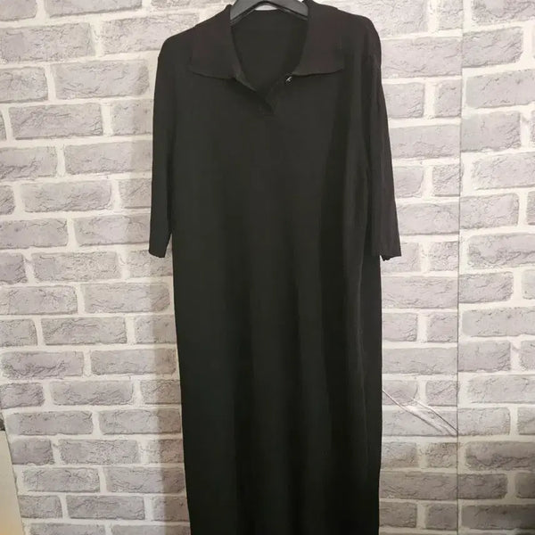 [BUNJANG] Black Collar Long Knit Dress / 블랙 카라 롱 니트원피스/알뜰한여우