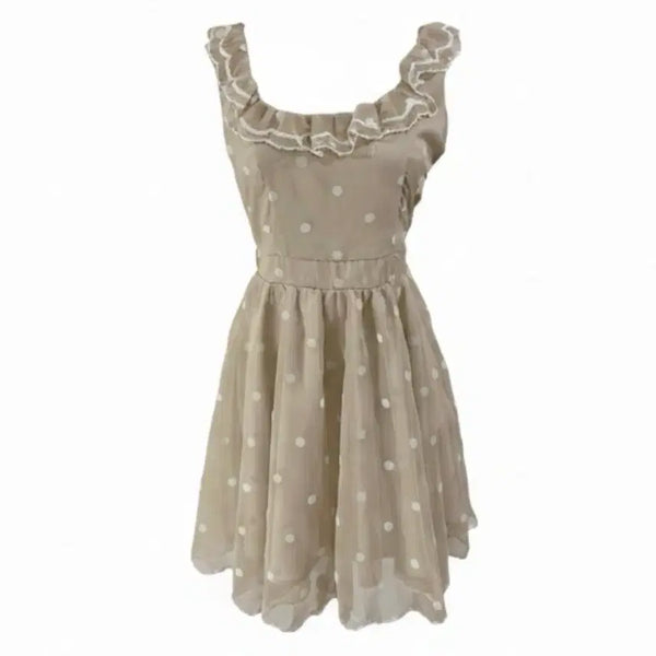 [BUNJANG] Snidel Dot Frill Mini Dress / 스나이델 초코 브라운 프릴 도트 원피스