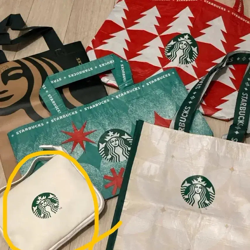 [BUNJANG] Starbucks Partner Foldable Eco Bag & Reusable Bags Bundle Set / 쿨거시 에누리) 스타벅스 파트너용 접이식 에코백 외 리유저블백