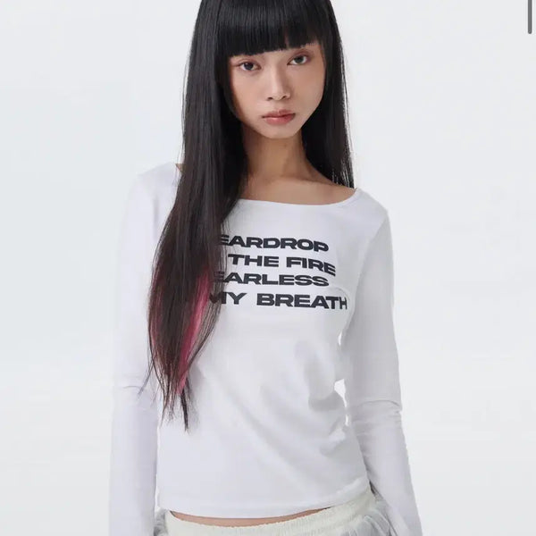 [BUNJANG] Running High Lettering Slim T-shirt White / 러닝하이 레터링 슬림 티셔츠 화이트