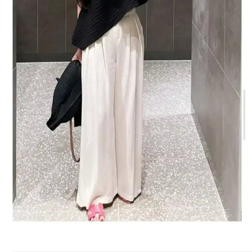 [BUNJANG] Closet Nine Linen Pintuck Wide Slacks - Beige, S / 클로젯나인 린넨 핀턱 와이드 슬랙스 - 베이지,S