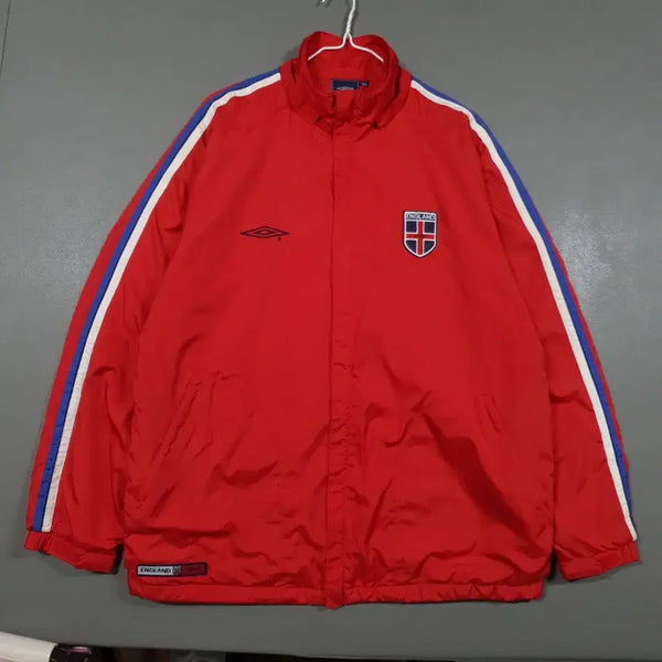 [BUNJANG] Umbro England Old School Sideline Zip-Up Windbreaker Jacket Red / 100) 엄브로 잉글랜드 올드스쿨 사이드라인 바람막이 집업 자켓 레드