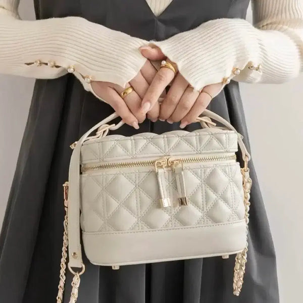 [BUNJANG] Randa Quilting Two-Way Vanity Bag White / randa 퀄팅 투웨이 베니티 백 가방 화이트