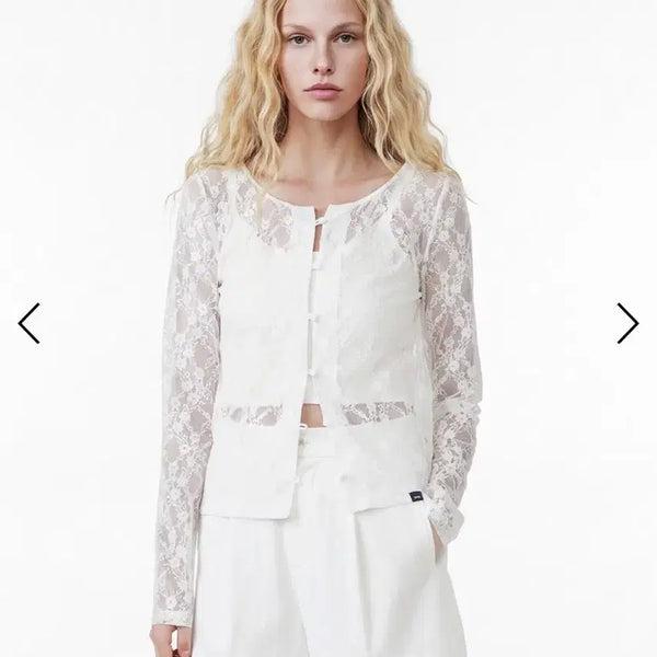 [BUNJANG] NOMER Sheer Lace Cardigan White / [노머] SHEER LACE CARDIGAN WHITE 새옷
