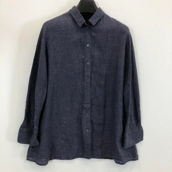 [BUNJANG] DAKS 100% Linen Embroidered Logo Oversized Shirt / DAKS 닥스 오버 린넨 100% 셔츠 85-160