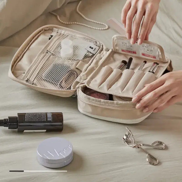 [BUNJANG] Brandon Expandable Beauty Pouch - Light Beige / 브랜든 확장형 뷰티 파우치 _ 라이트 베이지 (새상품)