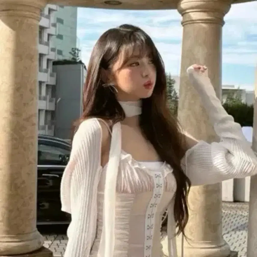 [BUNJANG] 3Times Rib Bolero Cardigan White / (새상품) 쓰리타임즈 릿볼레로 가디건 화이트