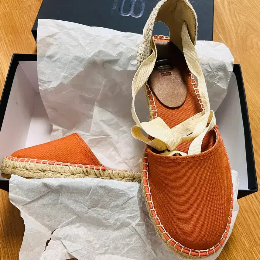 [BUNJANG] Women's Canvas Espadrille Ankle Strap Sandals (Size 38/250mm) / 여성 캔버스 에스파듀 38사이즈(250mm)