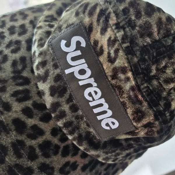 [BUNJANG] Supreme Leopard Velvet Camp Cap Olive / 슈프림 레오파드 벨벳 캡프캡 올리브-24ss