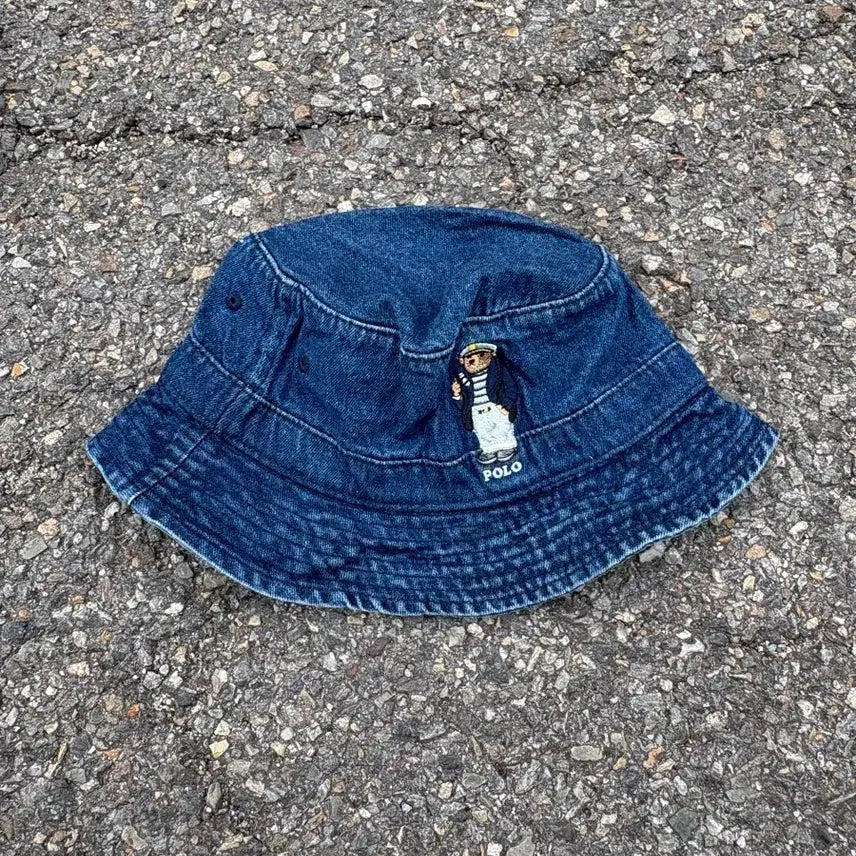 [BUNJANG] Polo Ralph Lauren Bear Denim Bucket Hat / 폴로 랄프로렌 데님벙거지 베어 버킷모자