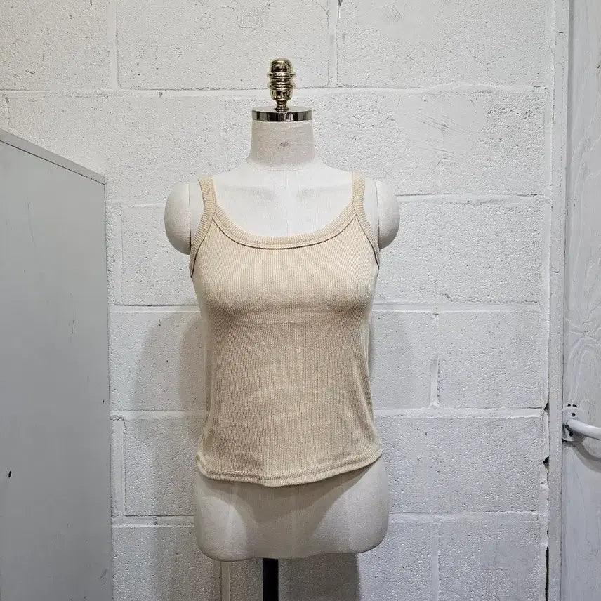 [BUNJANG] Ribbed Tank Top - Beige / 신축성 좋은 골지 나시- 베이지