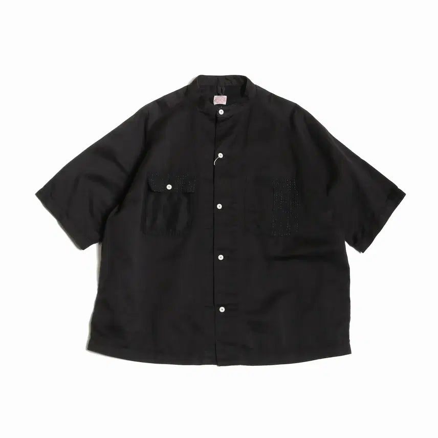 [BUNJANG] FUNSET OF ART Sashiko Moleskin Half Shirt / 펀셋오브아트 라이트 몰스킨 사시코 하프셔츠