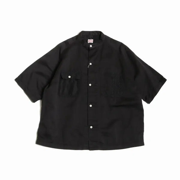 [BUNJANG] FUNSET OF ART Sashiko Moleskin Half Shirt / 펀셋오브아트 라이트 몰스킨 사시코 하프셔츠