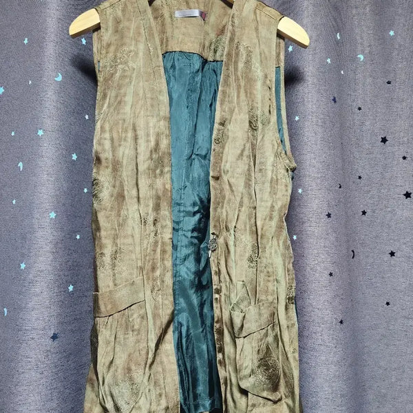 [BUNJANG] Unused Rayon Brown Pattern Vest - Size 90 / 미사용// 인견 브라운 패턴 조끼 베스트-90