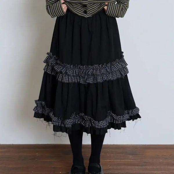 [BUNJANG] ITZA VIBE RUFFLE POINT SKIRT - BLACK / 잇자바이브 RUFFLE POINT SKIRT - BLACK