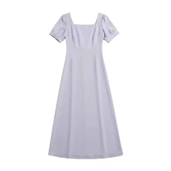 [BUNJANG] Lavender Square Neck Dress with Waist Tie / 여성F/ 라벤더 허리끈 스퀘어넥 원피스