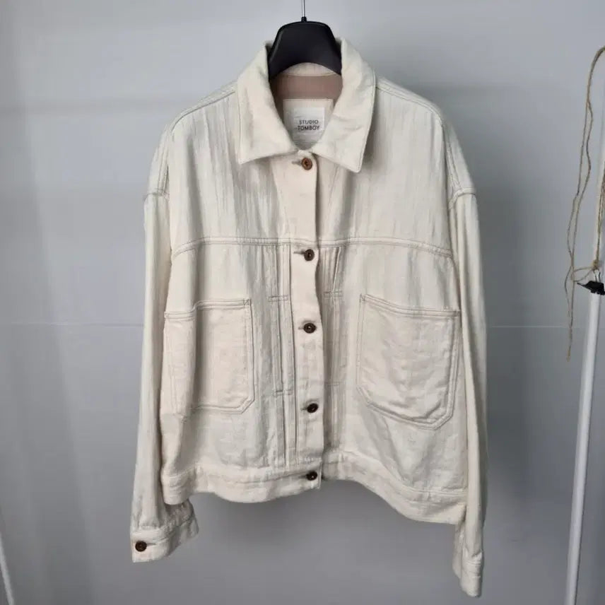 [BUNJANG] Studio Tomboy Ivory Linen Jacket Women's Free Size / 스튜디오톰보이 아이보리 린넨자켓 여성Free 6G13
