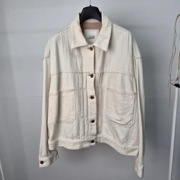 [BUNJANG] Studio Tomboy Ivory Linen Jacket Women's Free Size / 스튜디오톰보이 아이보리 린넨자켓 여성Free 6G13