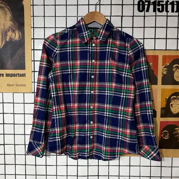 [BUNJANG] Hazzys Check Pattern Navy Red Green White Shirt / 헤지스 체크 남방 85