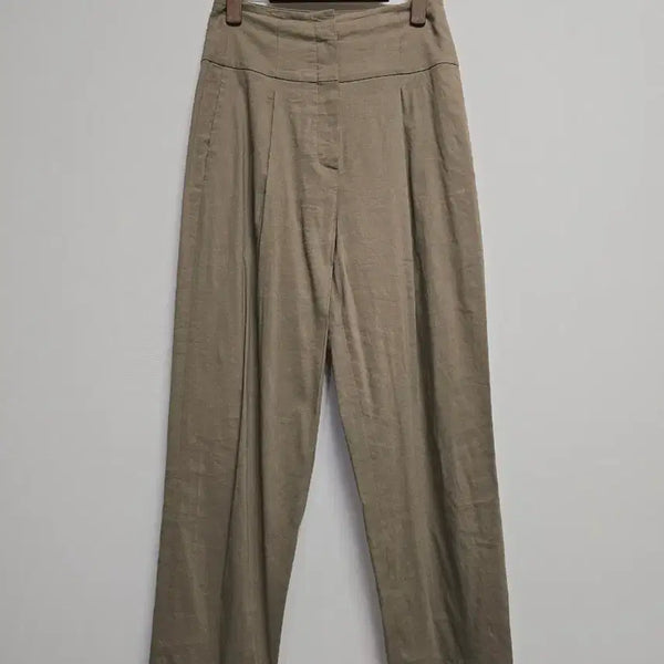[BUNJANG] Theory Wide Waistband Linen Pants Beige / 띠어리 와이드 허리밴딩 마팬츠 베이지