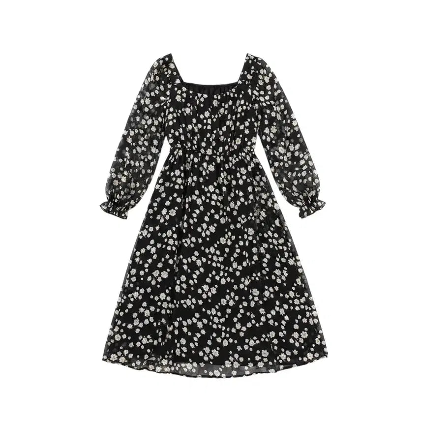 [BUNJANG] Amelie Square Neck Floral Print Dress BK / 여성F/ Amelie 스퀘어넥 잔꽃 원피스BK