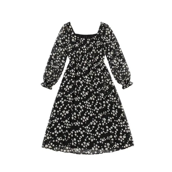 [BUNJANG] Amelie Square Neck Floral Print Dress BK / 여성F/ Amelie 스퀘어넥 잔꽃 원피스BK