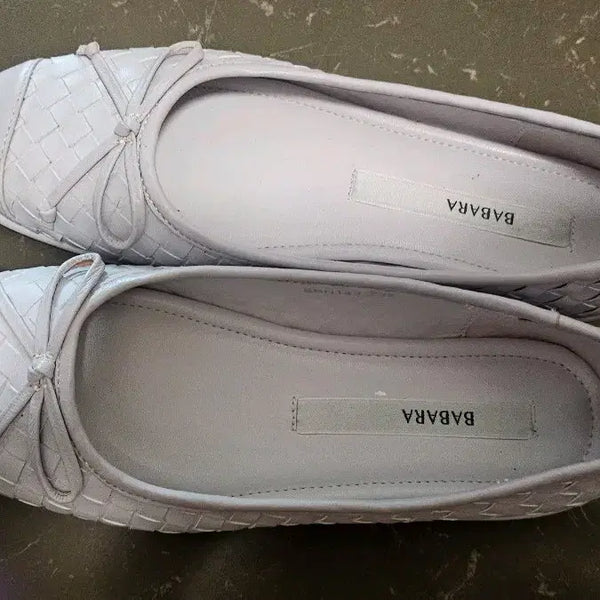 [BUNJANG] Barbara Lambskin Woven Detail Flat Shoes Lilac / 바바라 양가죽 플랫 슈즈 라일락