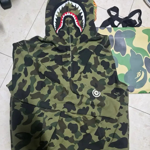 [BUNJANG] BAPE Shark Camo Zip-Up Hoodie Green / (정품) 베이프 후드집업 녹계