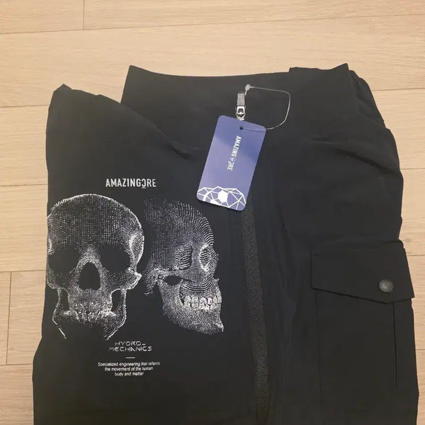 [BUNJANG] Amazing Golf Skull Print Windbreaker Black Size 110 / 어메이징골프 바람막이 해골 프린팅 블랙110