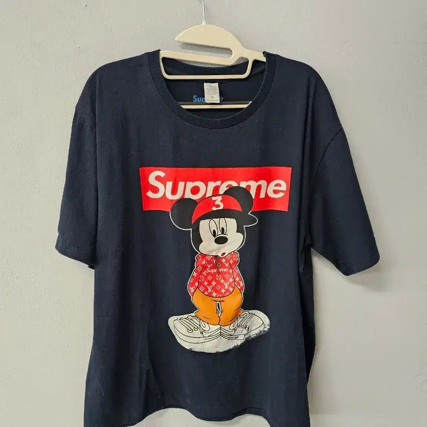 [BUNJANG] Supreme Mickey Mouse Short Sleeve T-Shirt Navy XL / 슈프림 미키마우스 반팔 티셔츠 네이비