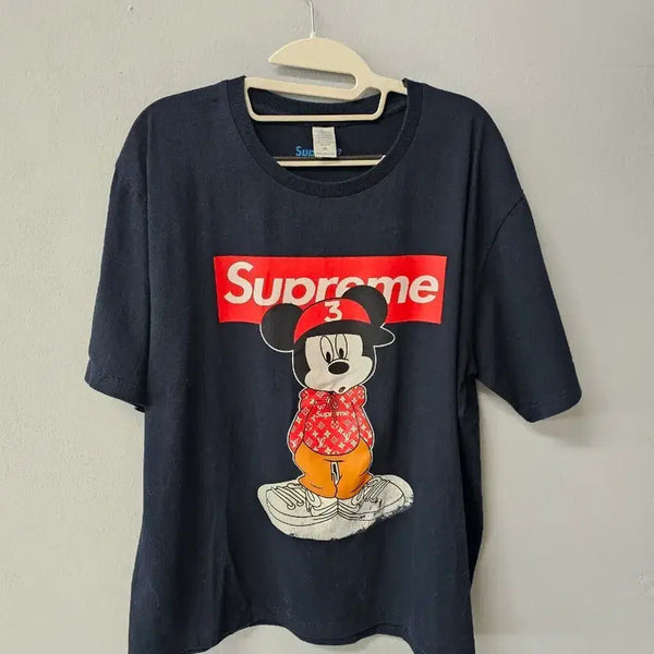 [BUNJANG] Supreme Mickey Mouse Short Sleeve T-Shirt Navy XL / 슈프림 미키마우스 반팔 티셔츠 네이비