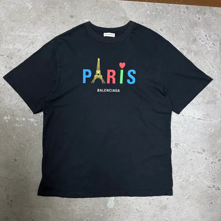[BUNJANG] Balenciaga Paris Logo Short Sleeve T-Shirt / 발렌시아가 파리스 로고 반팔티[3106]
