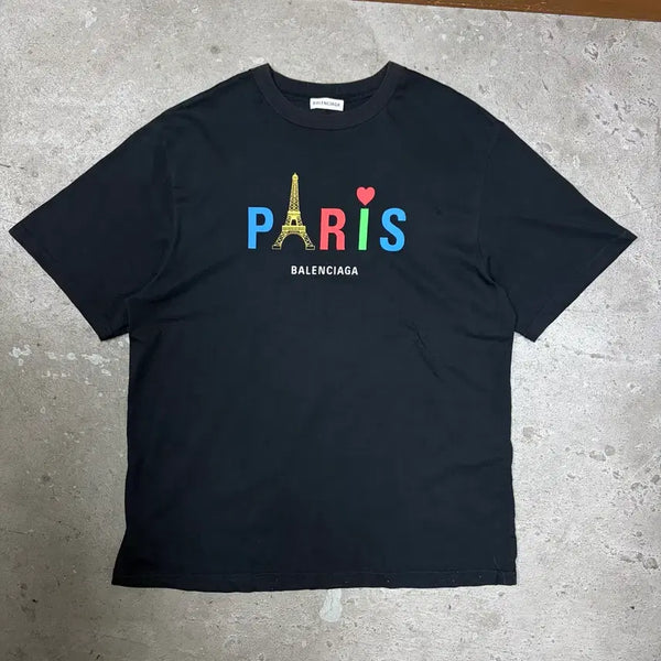 [BUNJANG] Balenciaga Paris Logo Short Sleeve T-Shirt / 발렌시아가 파리스 로고 반팔티[3106]