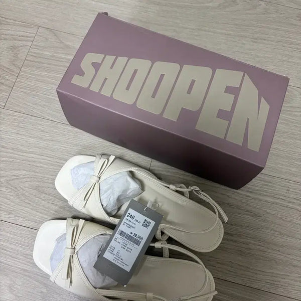 [BUNJANG] Shufen Ribbon Strap Sandals Ivory / 새상품) 슈펜 리본 스트랩 샌들 아이보리