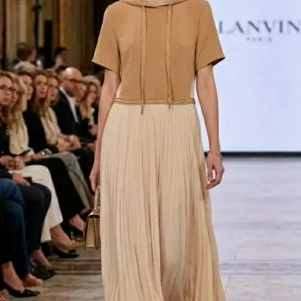[BUNJANG] Lanvin Collection Pleated Maxi Dress Brown / 랑방컬렉션 플리츠 맥시롱 원피스(브라운컬러)