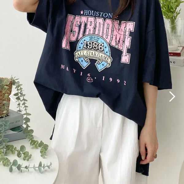 [BUNJANG] Houston Loose Fit Short-Sleeve T-Shirt Navy / 휴스턴 루즈핏반팔 네이비(남여공용)