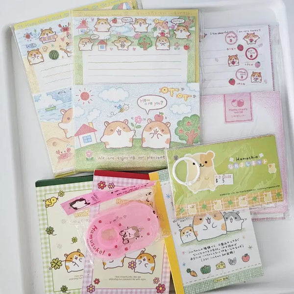 [BUNJANG] San-X Hamuchan Hamster Stationery Set / 고전 하무 햄찌 햄짬 햄스터 편지지, 헤이세이 산엑스 문구, 햄스터지류, 하무찬