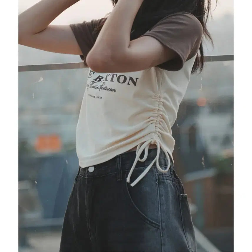 [BUNJANG] Shirring Cropped T-Shirt / 셔링 크롭티