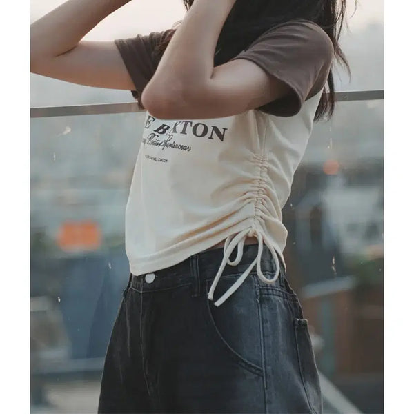 [BUNJANG] Shirring Cropped T-Shirt / 셔링 크롭티