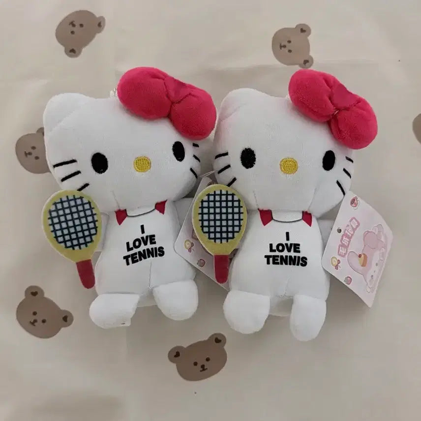[BUNJANG] Hello Kitty Tennis Doll Keychain Set (2 Pieces) / 헬로키티 테니스 인형 키링 2개 세트