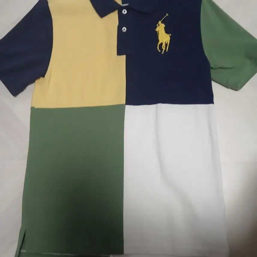 [BUNJANG] Polo Ralph Lauren Big Pony Color Block Short Sleeve Polo Shirt Yellow/Navy/Green/White / 폴로 랄프로렌 빅포니 컬러 블록 반팔 카라티 옐로우/네이비/그린/화이트L/G(14~16,여성m)