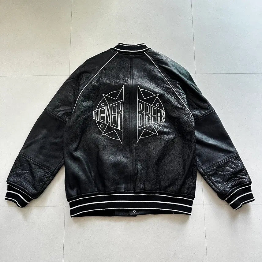 [BUNJANG] Zara Buffalo Leather Varsity Jacket XL / [리얼레더] 자라 버팔로 가죽 바시티 자켓 XL