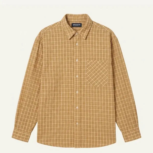 [BUNJANG] Yellow Checkered Oversized Shirt (Unisex) / 옐로우 체크남방 오버핏 셔츠(남여공용)