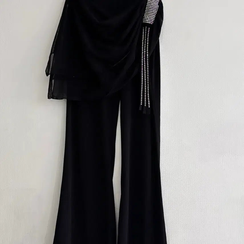 [BUNJANG] Black Cubic Dance Pants / 블랙 큐빅 댄스복 바지