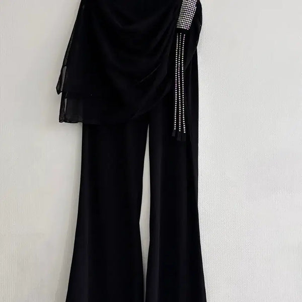 [BUNJANG] Black Cubic Dance Pants / 블랙 큐빅 댄스복 바지