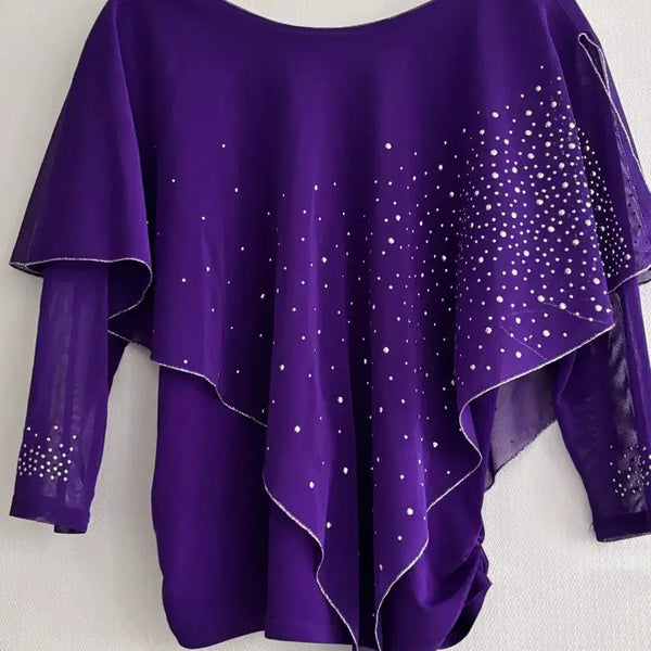 [BUNJANG] Purple Rhinestone Dance Top / 보라색 큐빅 댄스복 상의