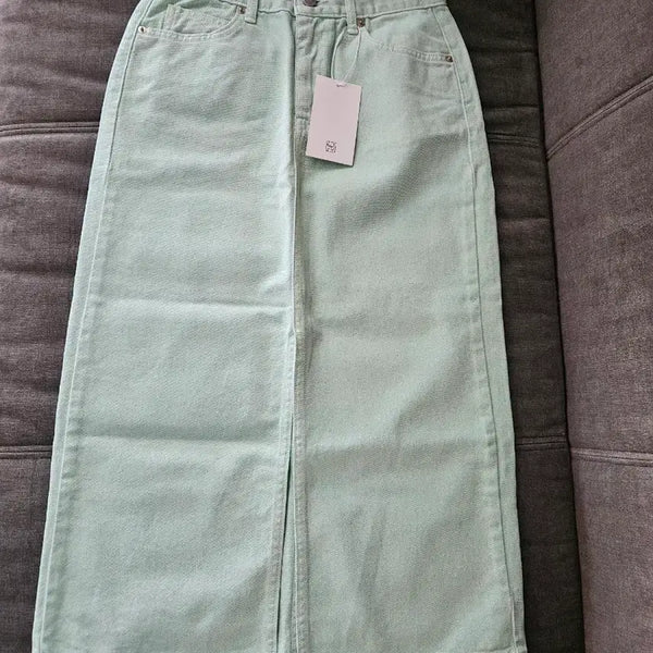 [BUNJANG] Flow Jeans Balanced Fit Denim Long Skirt (Mint Melon, Size M) / [새상품/정품] 플로우진 민트 메론 데님 롱스커트 밸런스드핏 (M)